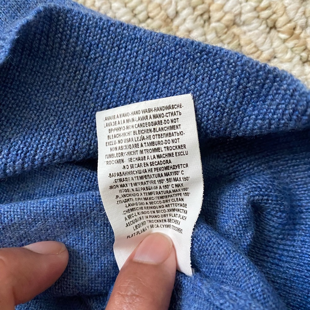 BUTTON DOWN SF | 100% Virgin Wool Light Blue Classic V-Neck Sweater XL - Picture 8 of 14